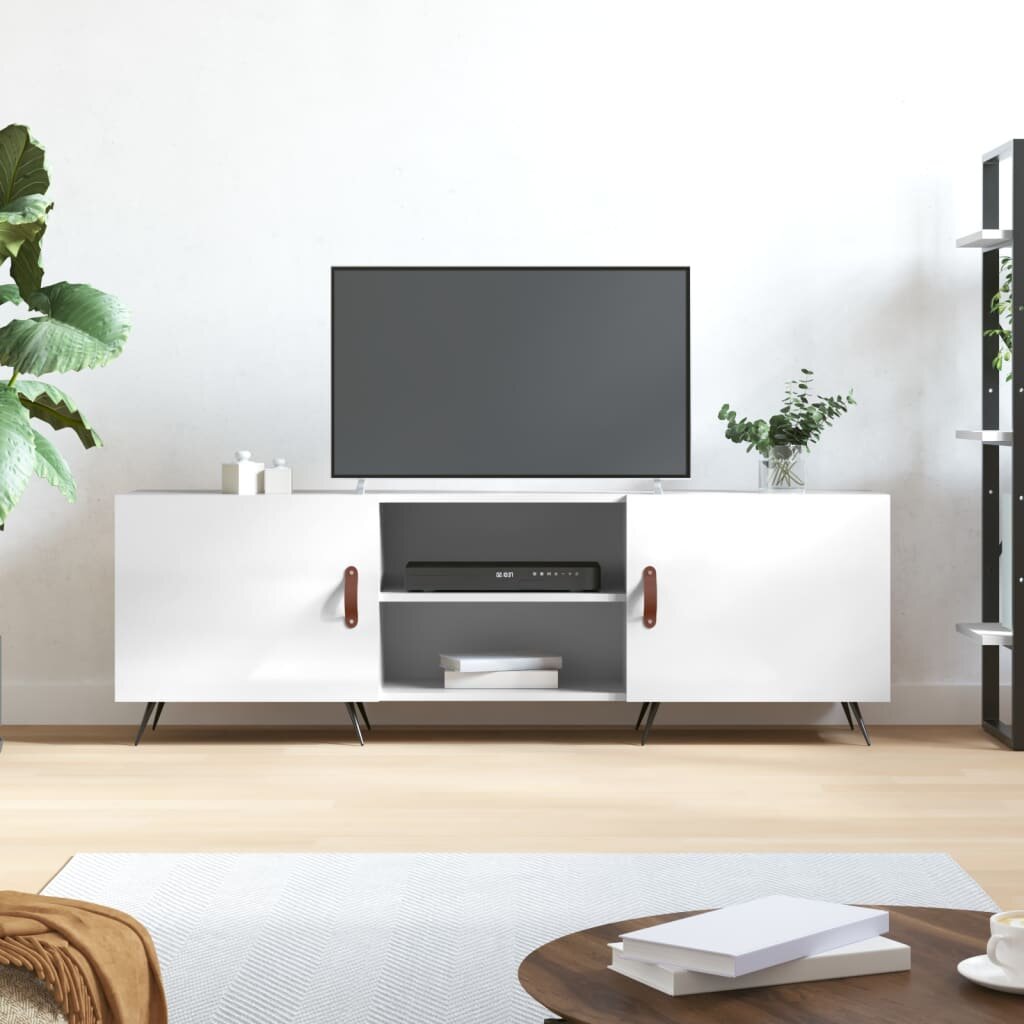 vidaXL ТВ шкаф бял гланц 150x30x50 см инженерно дърво