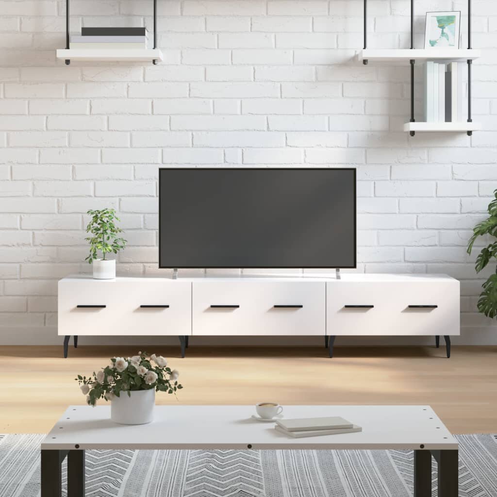 vidaXL ТВ шкаф бял гланц 150x36x30 см инженерно дърво