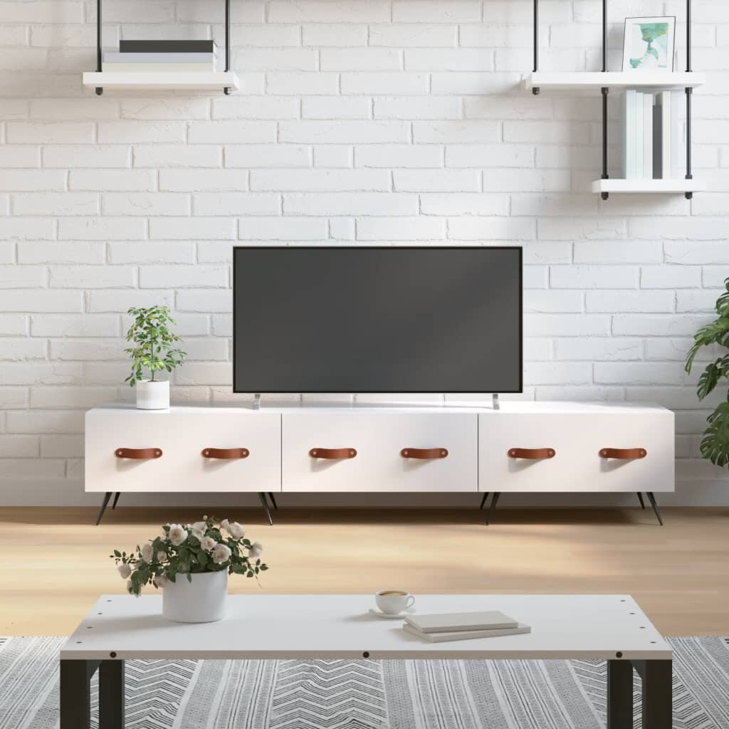 vidaXL ТВ шкаф бял гланц 150x36x30 см инженерно дърво
