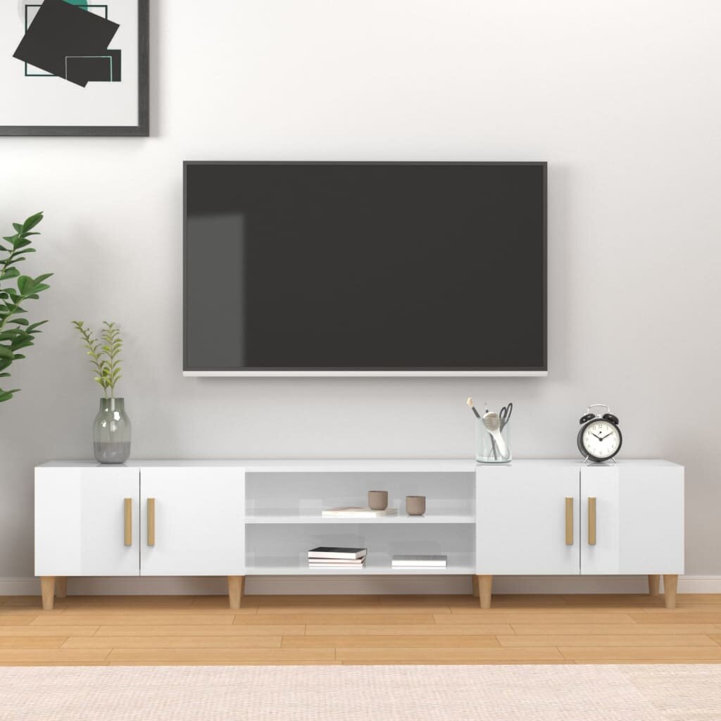 vidaXL ТВ шкаф бял гланц 180x315x40 см инженерно дърво