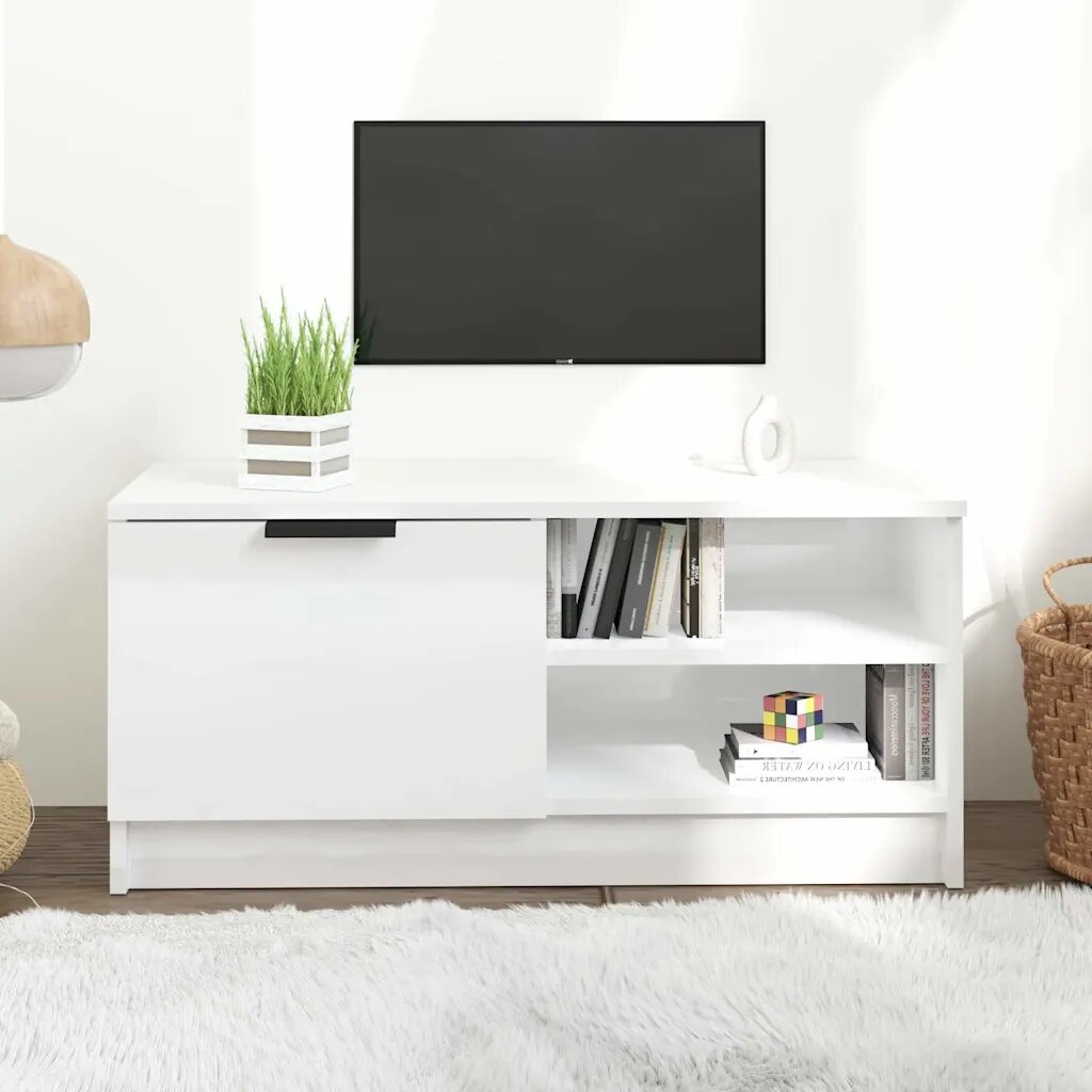 vidaXL ТВ шкаф бял гланц 80x35x365 см инженерно дърво