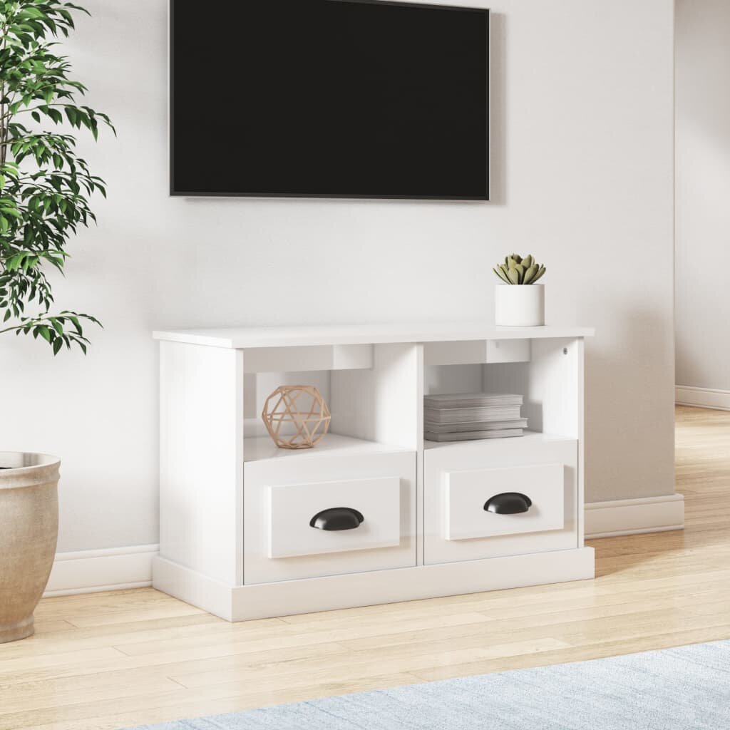 vidaXL ТВ шкаф бял гланц 80x35x50 см инженерно дърво