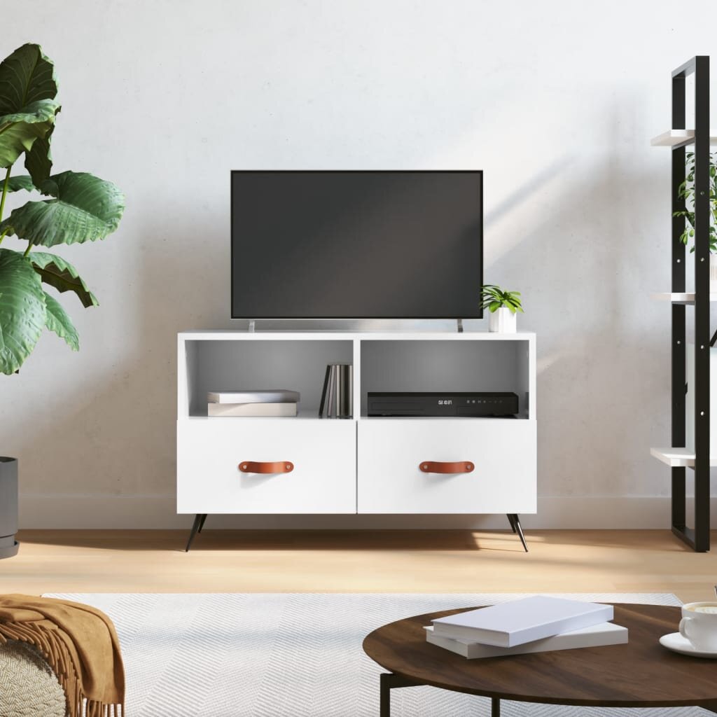 vidaXL ТВ шкаф бял гланц 80x36x50 см инженерно дърво