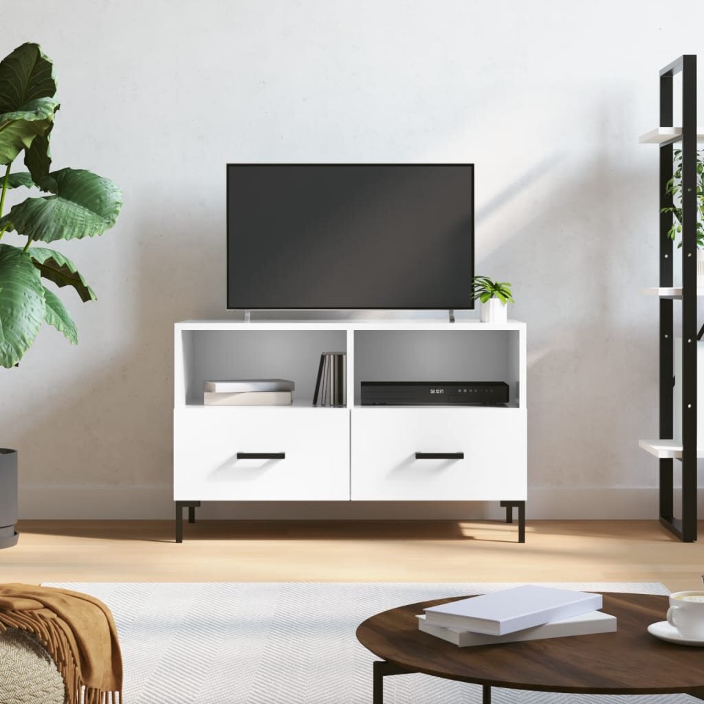 vidaXL ТВ шкаф бял гланц 80x36x50 см инженерно дърво