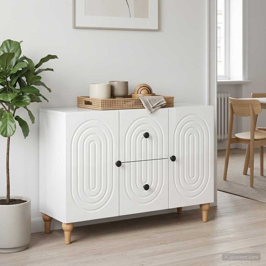 vidaXL ТВ шкаф Бял гланц 89 x 345 x 60 см Инженерна дървесина