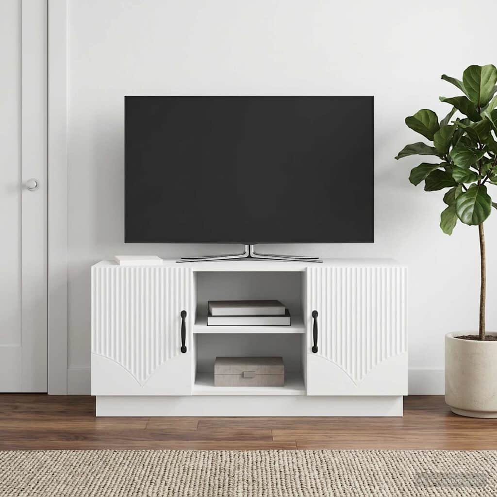 vidaXL ТВ шкаф Бяло 102 x 345 x 47 см Инженерна дървесина