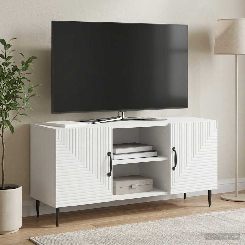vidaXL ТВ шкаф Бяло 102 x 345 x 50 см Инженерна дървесина