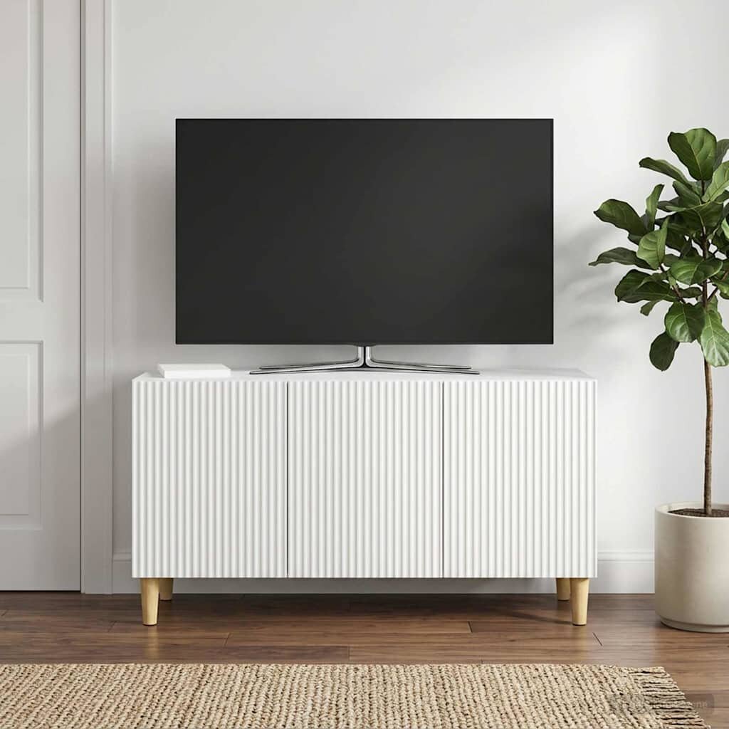 vidaXL ТВ шкаф Бяло 99 x 345 x 50 см Инженерна дървесина