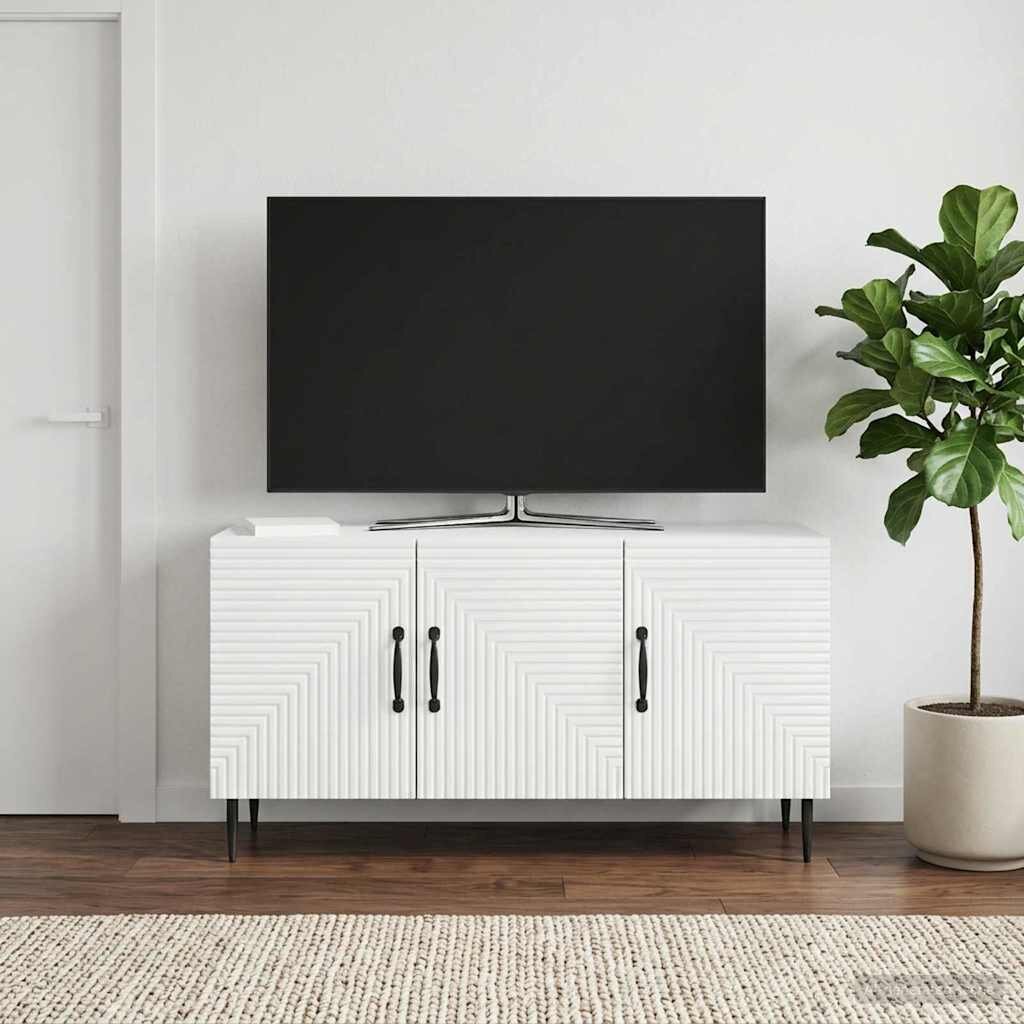 vidaXL ТВ шкаф Бяло 99 x 345 x 50 см Инженерна дървесина