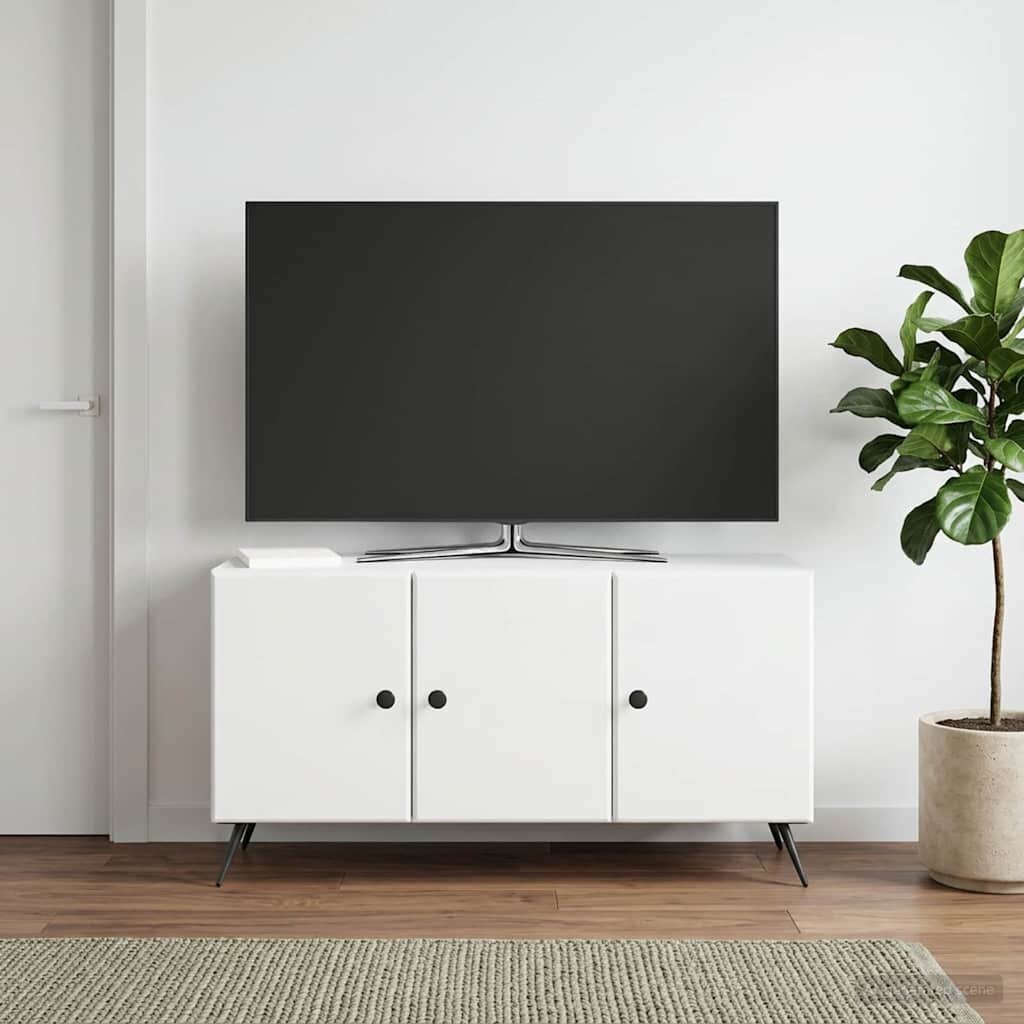 vidaXL ТВ шкаф Бяло 99 x 345 x 50 см Инженерна дървесина