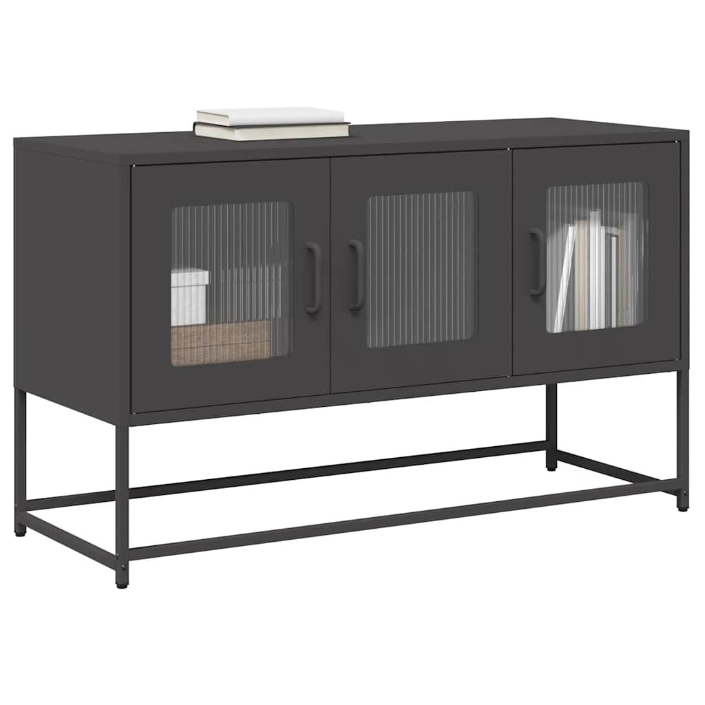 vidaXL ТВ шкаф черен 1005x39x605 cm студено валцувана стомана