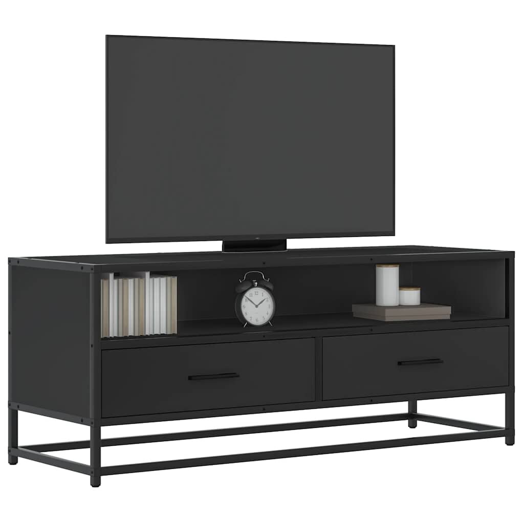 vidaXL TV шкаф черен 100x345x40 cm Изработена дървесина и метал