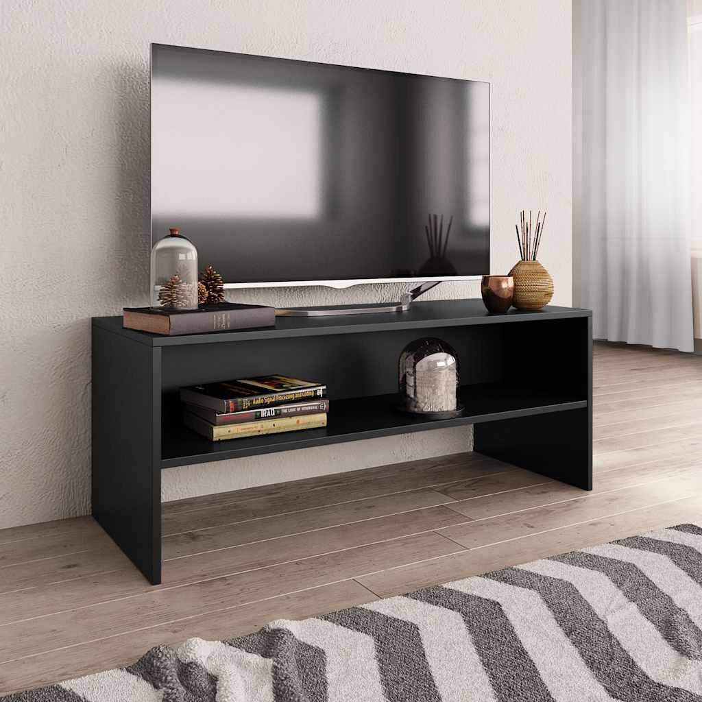 vidaXL ТВ шкаф черен 100x40x40 см инженерно дърво