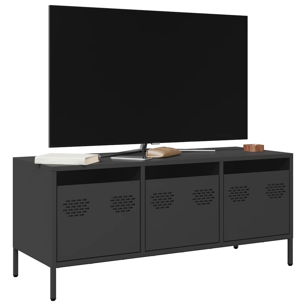 vidaXL ТВ шкаф черен 1015x39x435 см студеновалцувана стомана