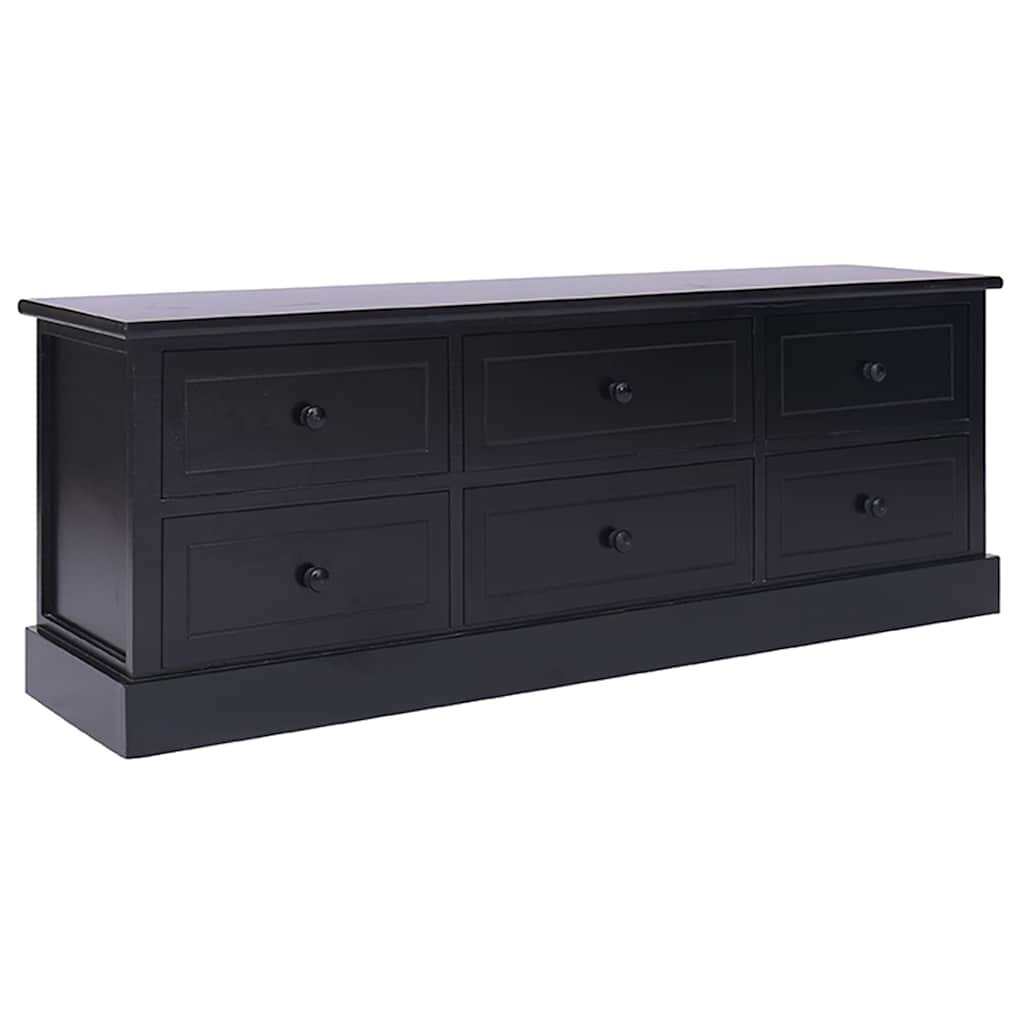vidaXL ТВ шкаф черен 108x30x40 cм дърво от пауловния масив