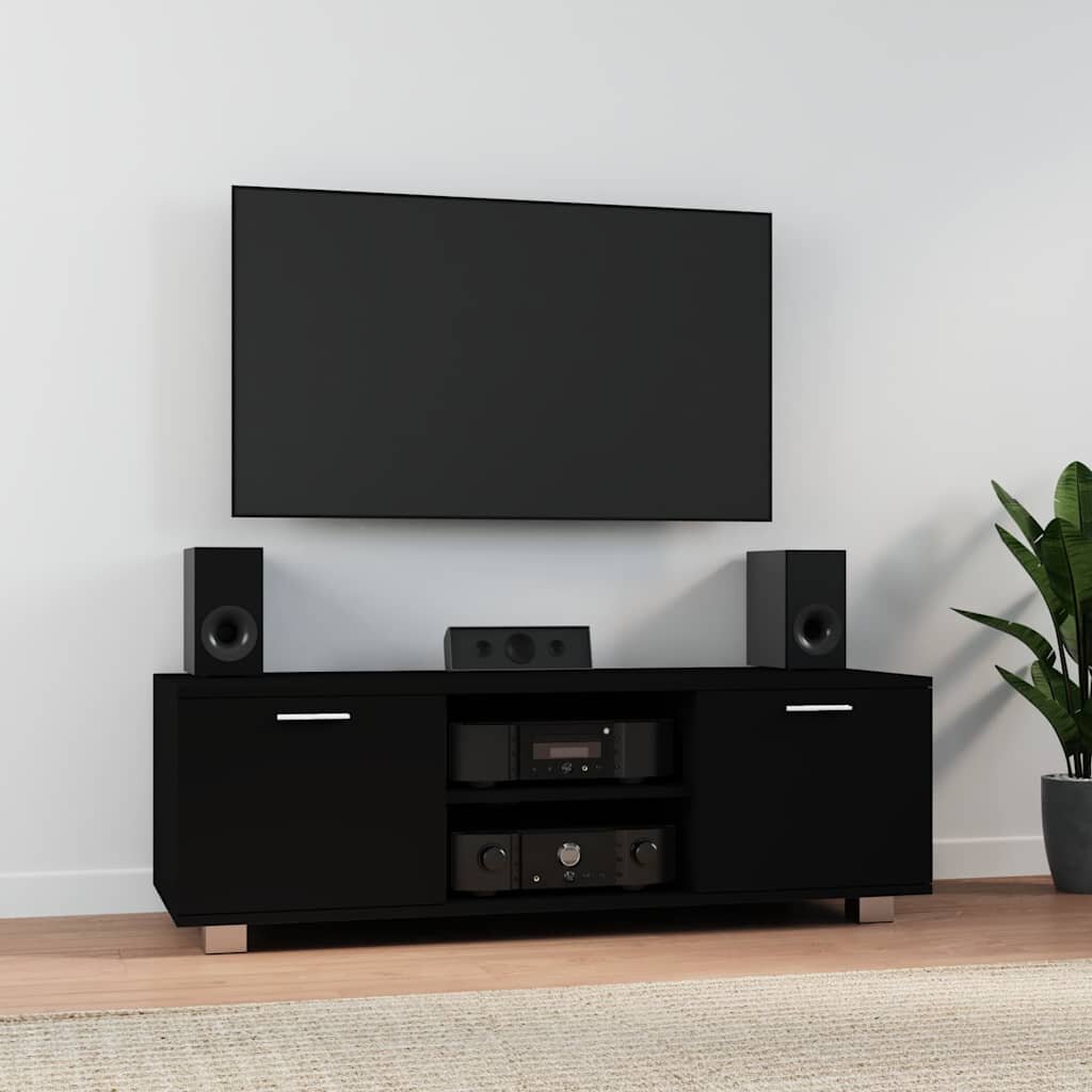 vidaXL ТВ шкаф черен 120x405x35 см инженерно дърво