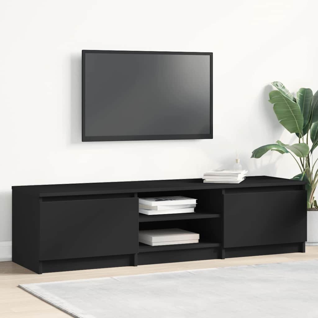 vidaXL ТВ шкаф черен 140x40x355 см инженерно дърво
