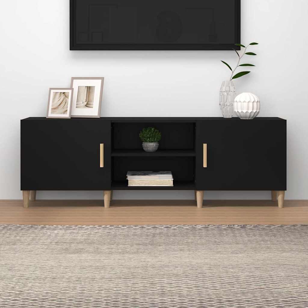 vidaXL ТВ шкаф черен 150x30x50 см инженерно дърво