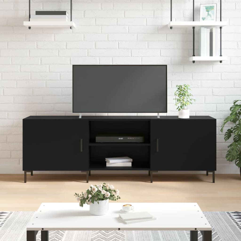 vidaXL ТВ шкаф черен 150x30x50 см инженерно дърво