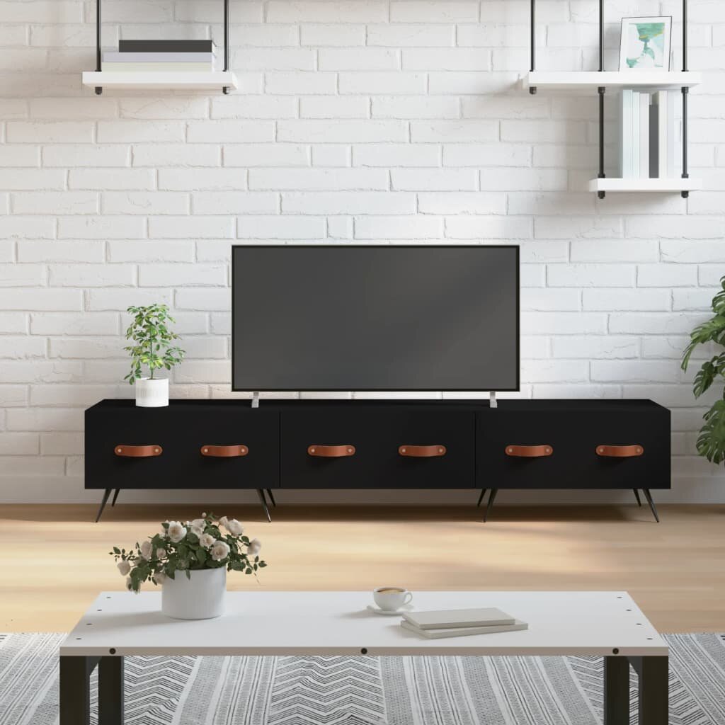 vidaXL ТВ шкаф черен 150x36x30 см инженерно дърво