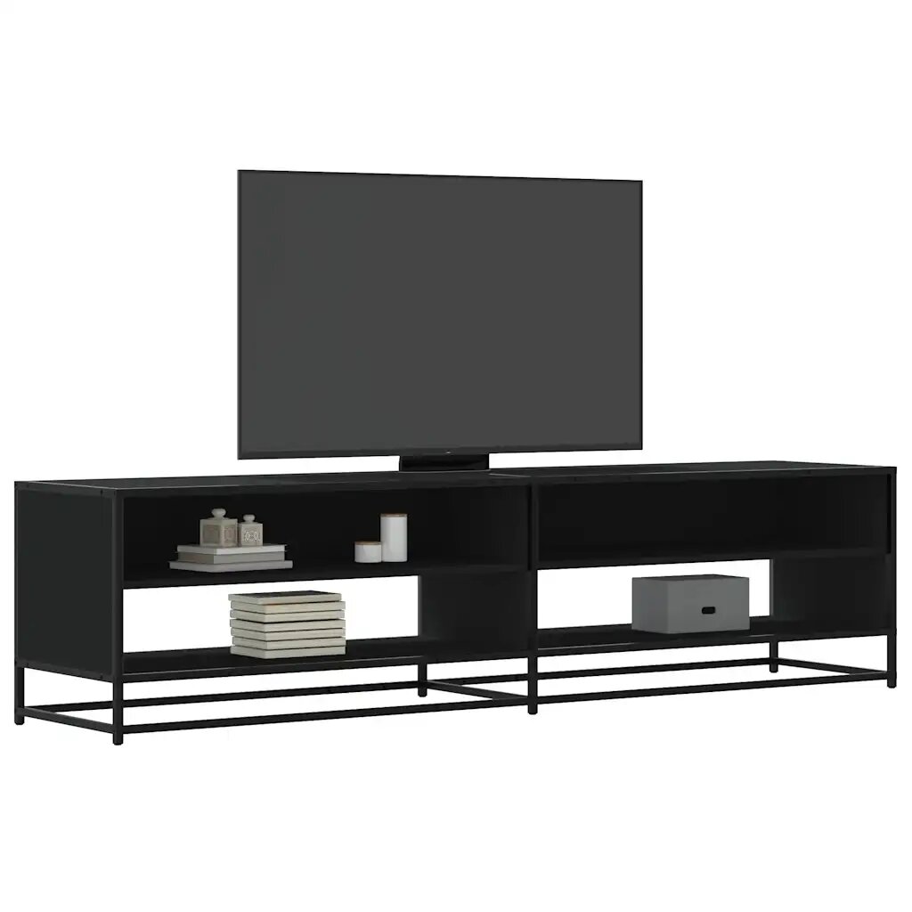 vidaXL ТВ шкаф черен 1805x40x46 см инженерно дърво