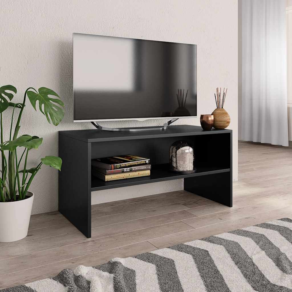 vidaXL ТВ шкаф черен 80x40x40 см инженерно дърво