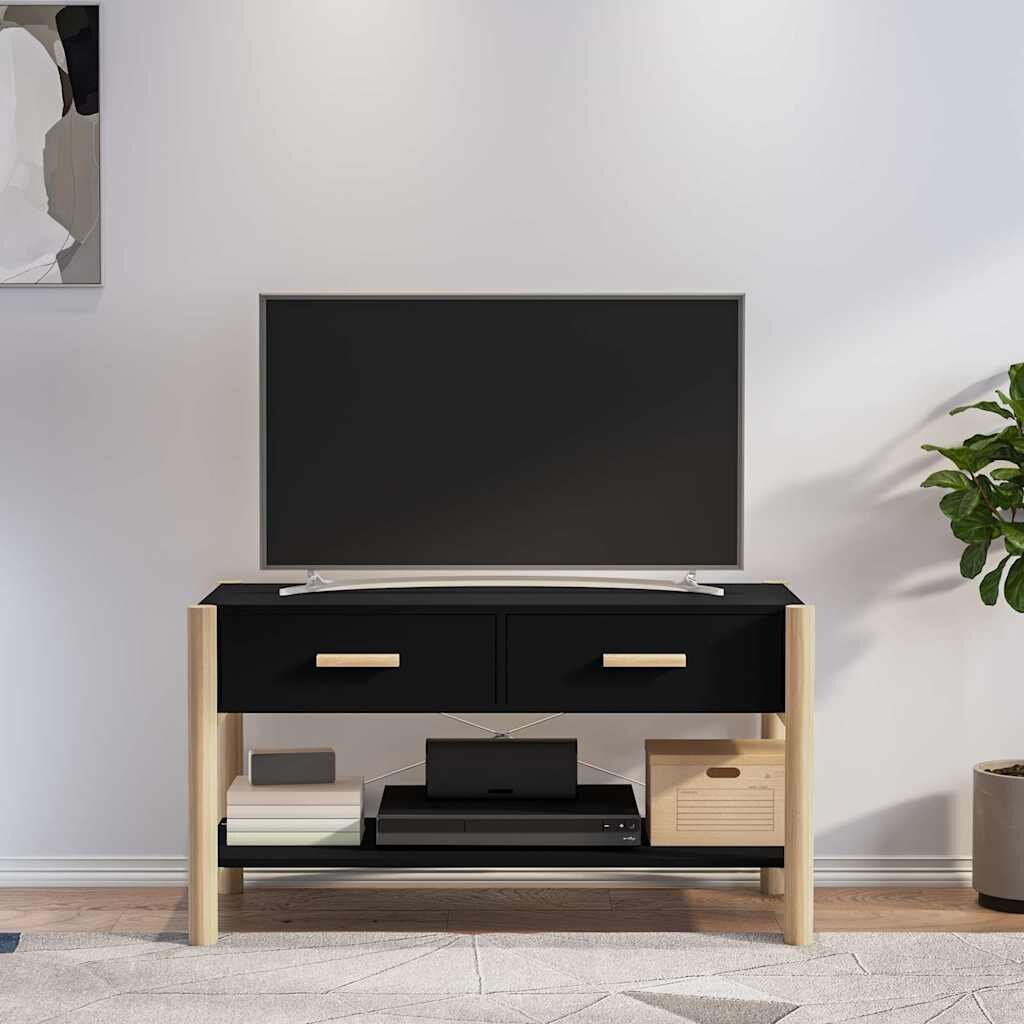 vidaXL ТВ шкаф черен 82x38x45 см инженерно дърво
