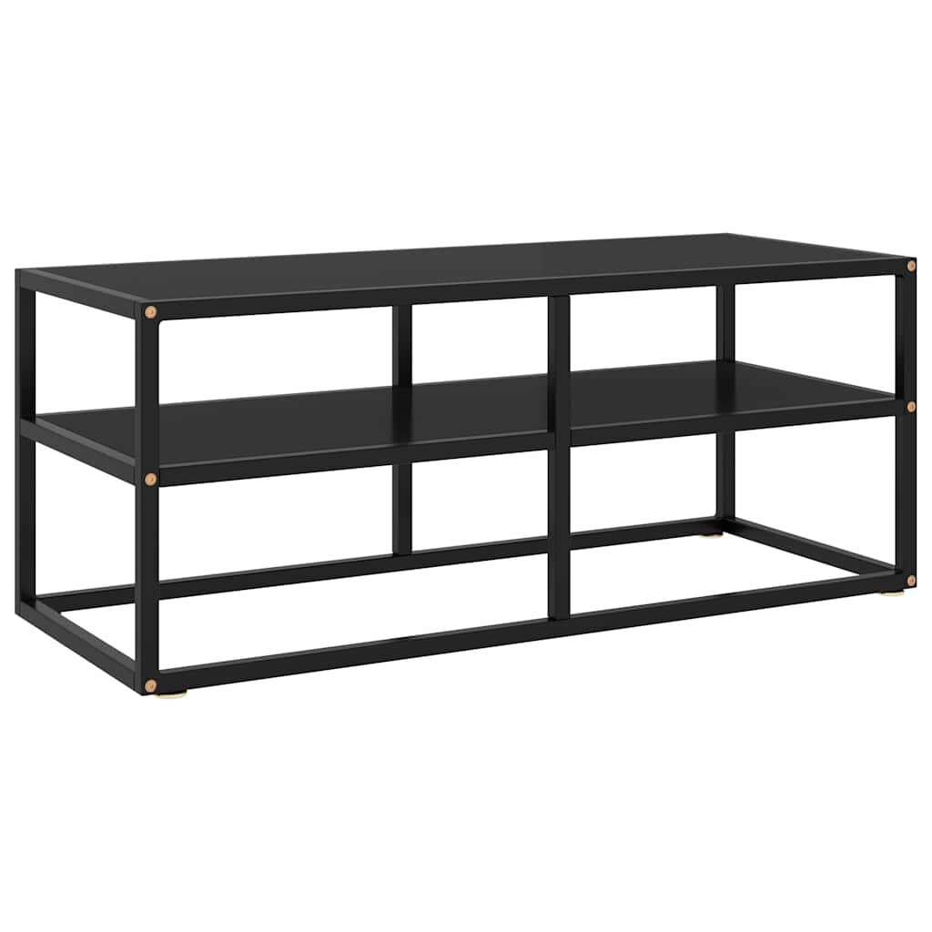 vidaXL ТВ шкаф черен черно стъкло 100x40x40 см
