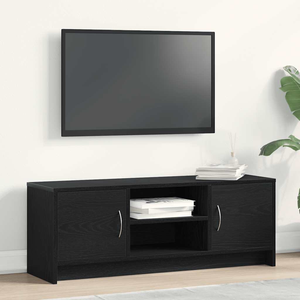 vidaXL ТВ шкаф черен дъб 102x30x375 см инженерно дърво