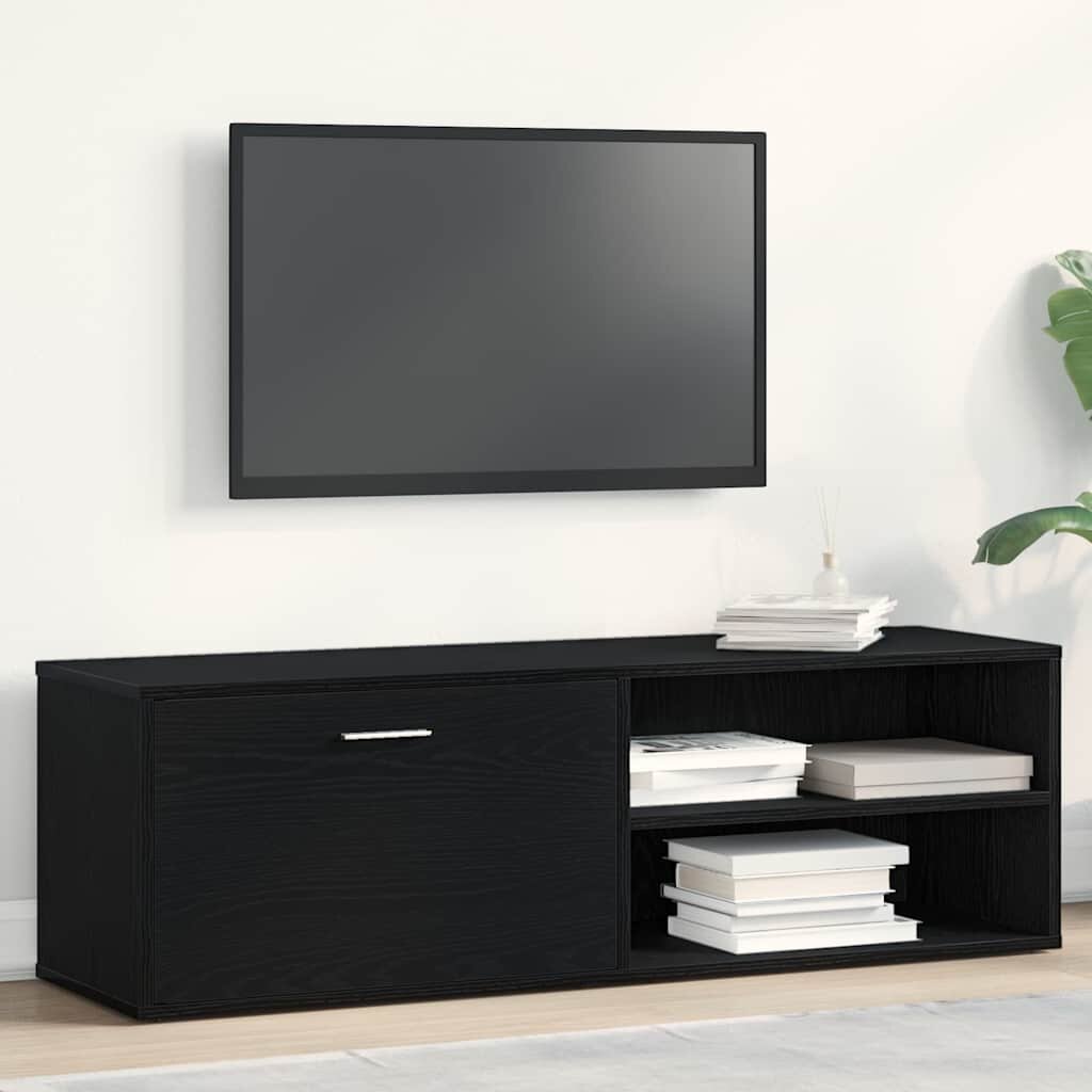 vidaXL ТВ шкаф черен дъб 120x34x37 см инженерно дърво