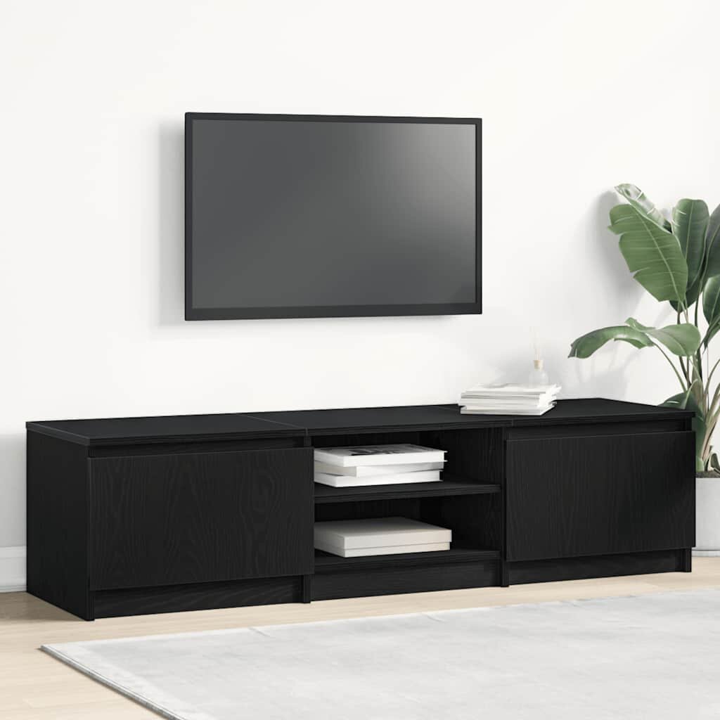 vidaXL ТВ шкаф черен дъб 140x40x36 см инженерно дърво