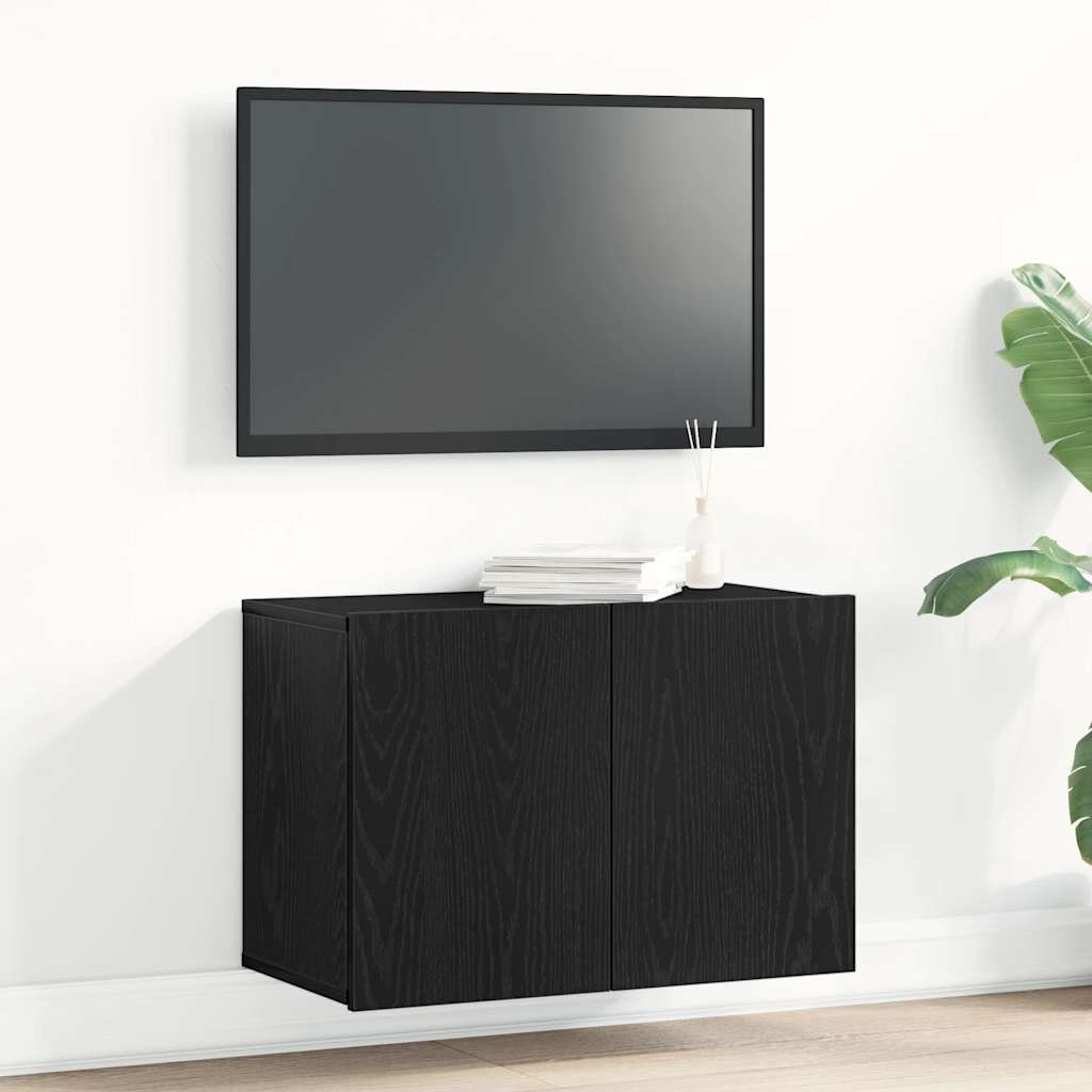 vidaXL ТВ шкаф черен дъб 60x30x41 см инженерно дърво