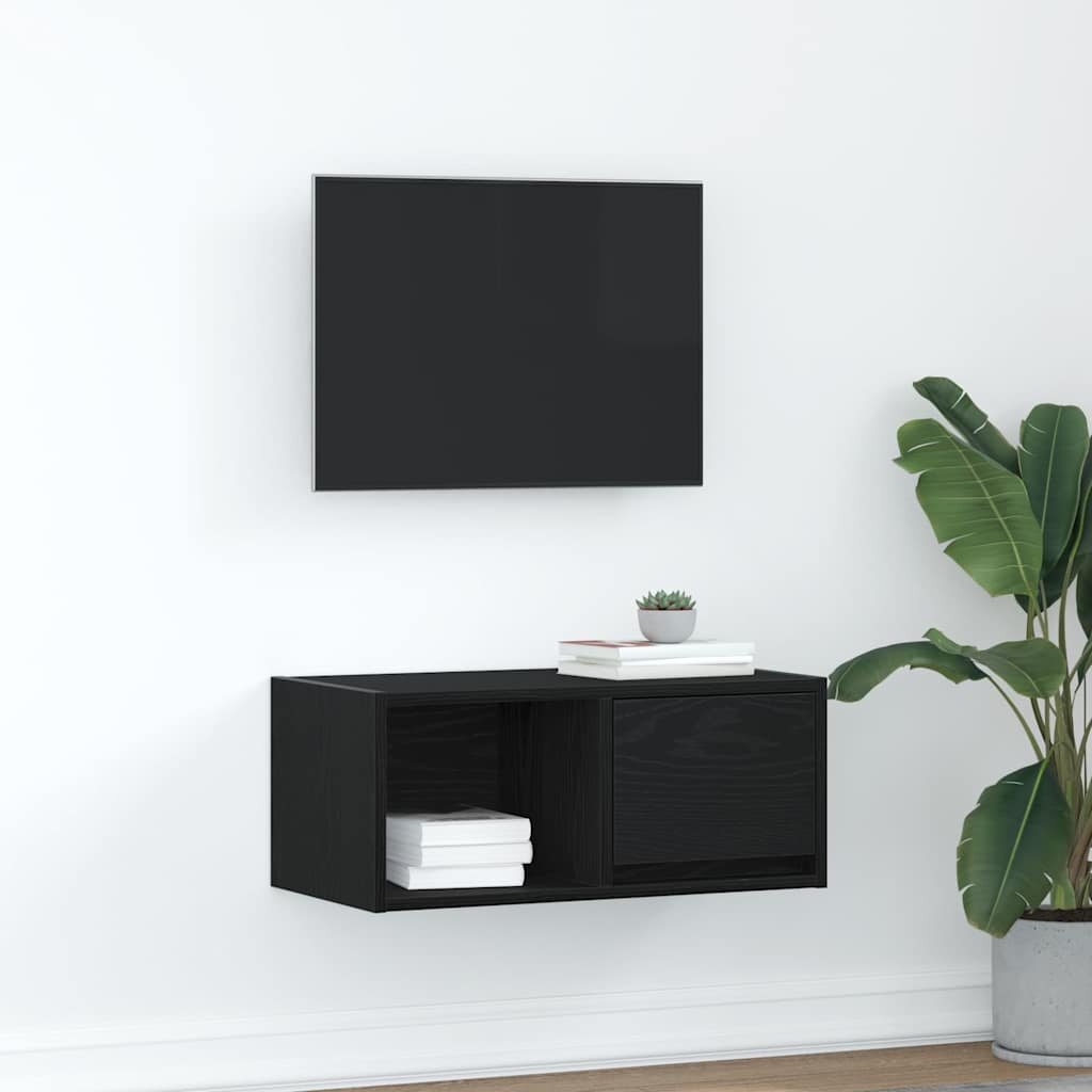 vidaXL ТВ шкаф Черен дъб 60x31x255 cm Инженерна дървесина