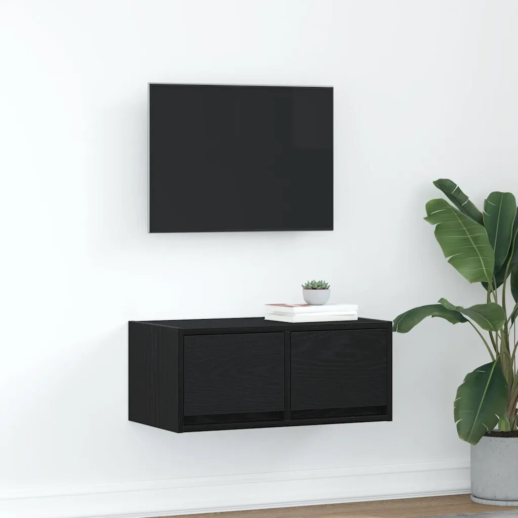 vidaXL ТВ шкаф Черен дъб 60x31x255 cm Инженерна дървесина