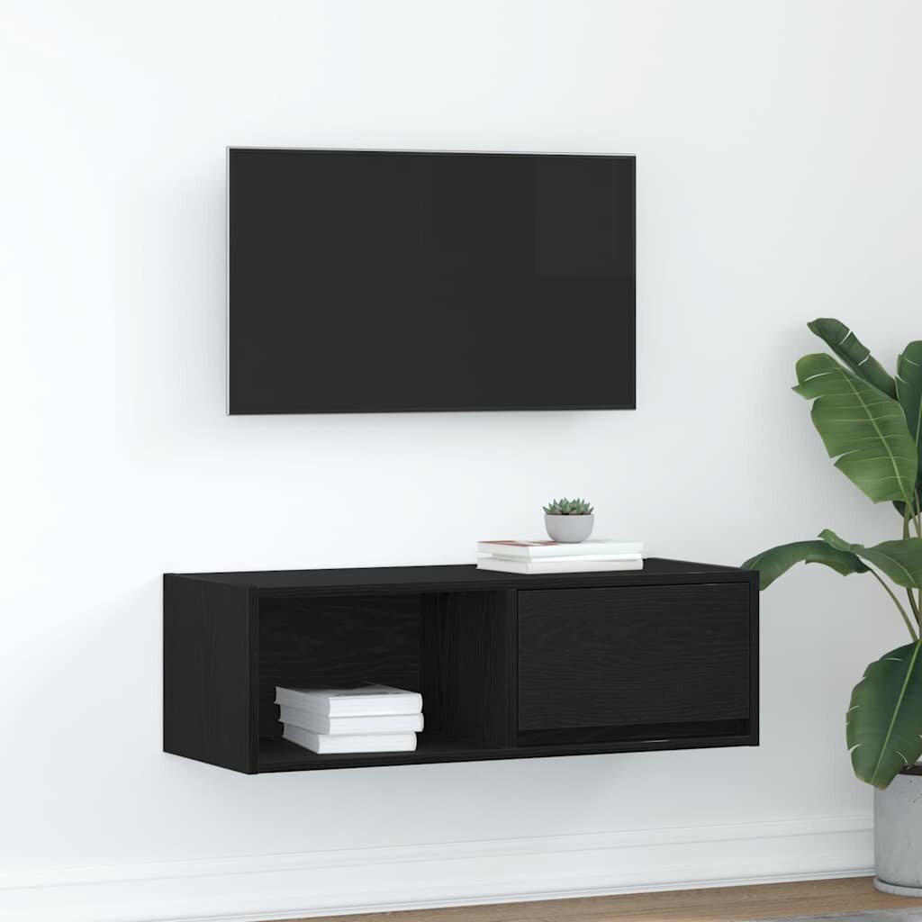 vidaXL ТВ шкаф Черен дъб 80x31x255 cm Инженерна дървесина