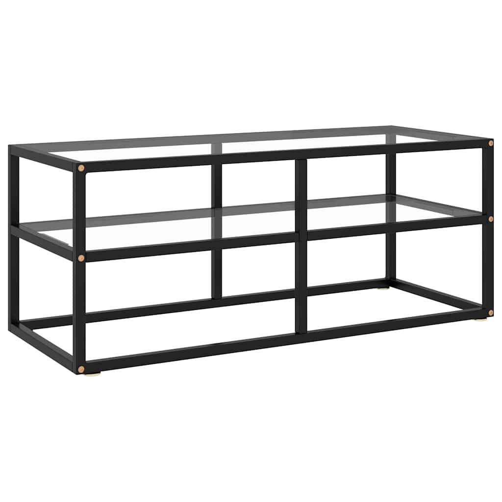 vidaXL ТВ шкаф черен закалено стъкло 100x40x40 см
