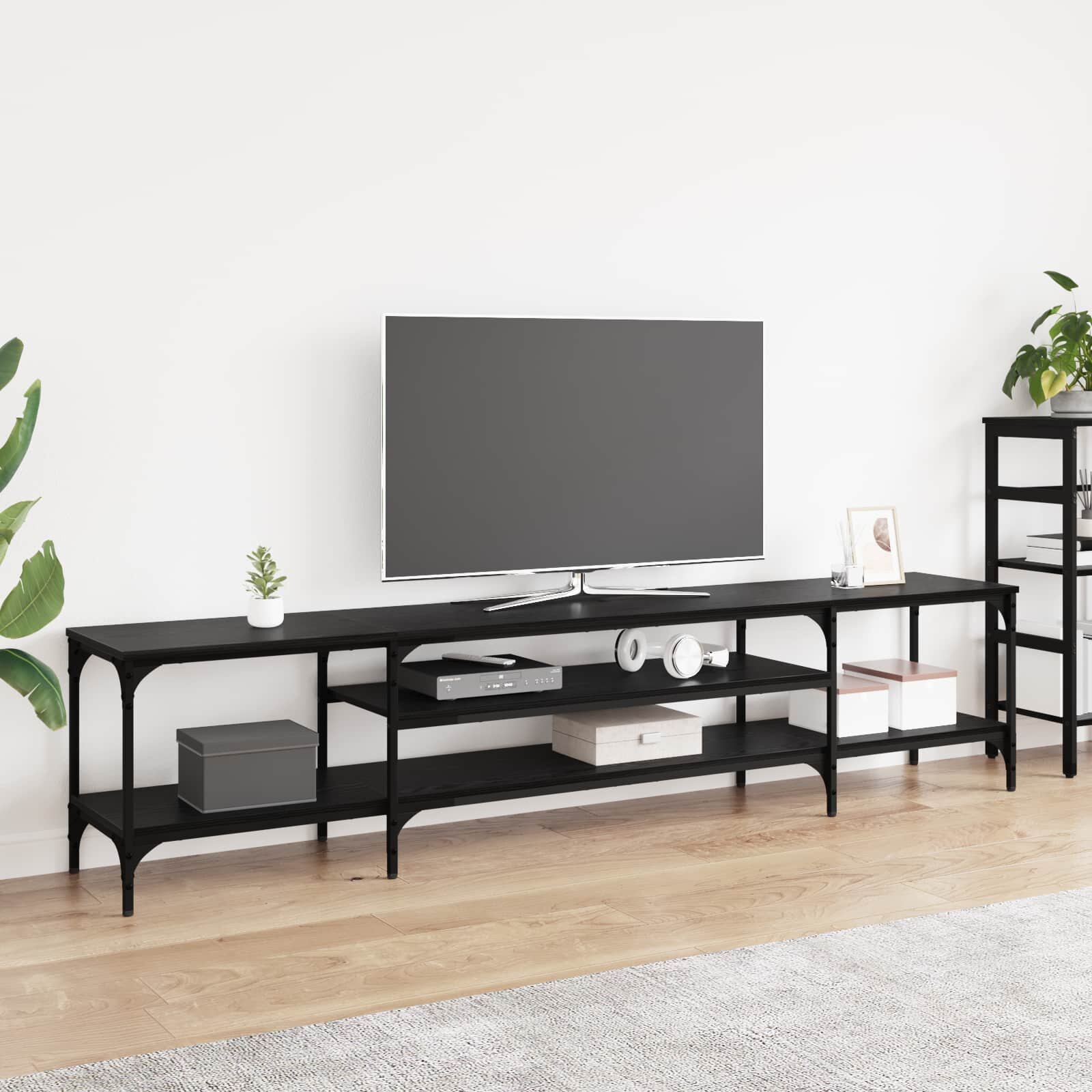 vidaXL ТВ шкаф Черния дъб 201 x 35 x 45 см