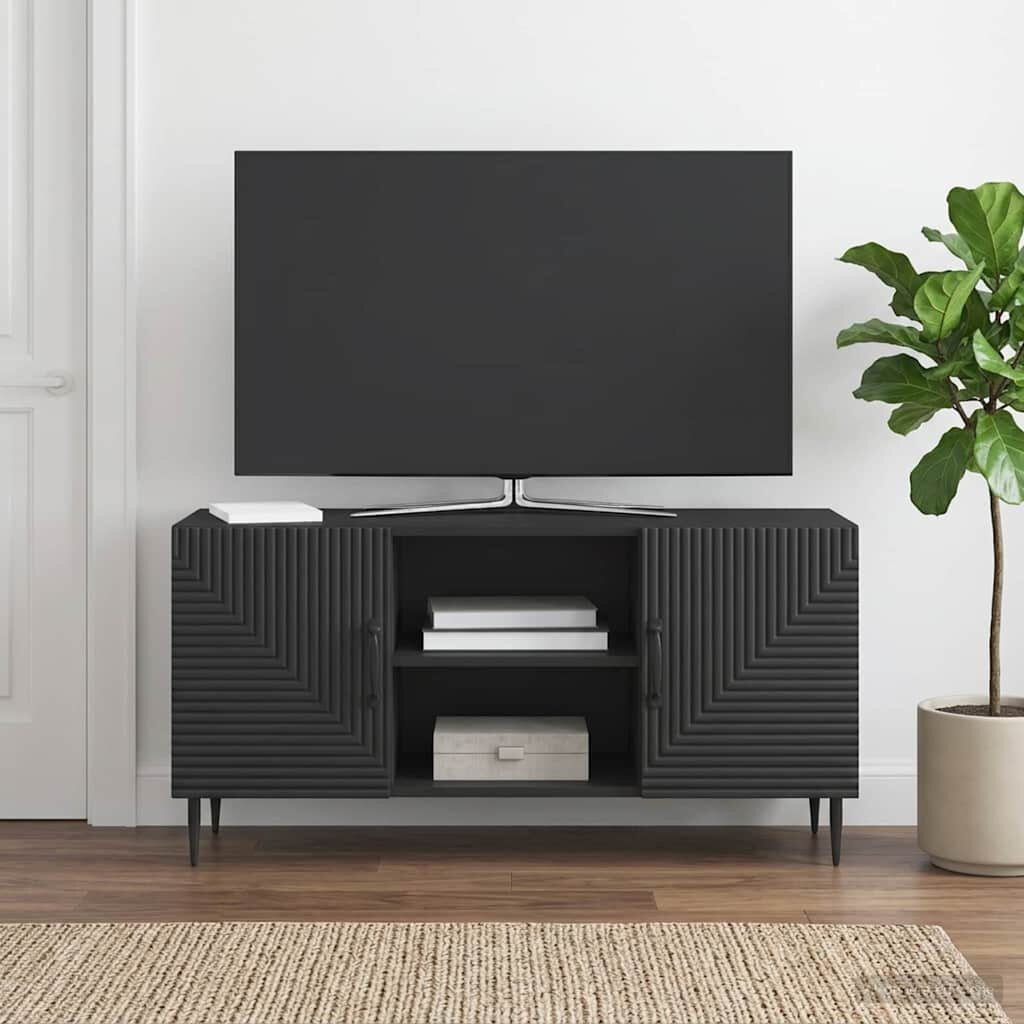 vidaXL ТВ шкаф Черно 102 x 345 x 50 см Инженерна дървесина