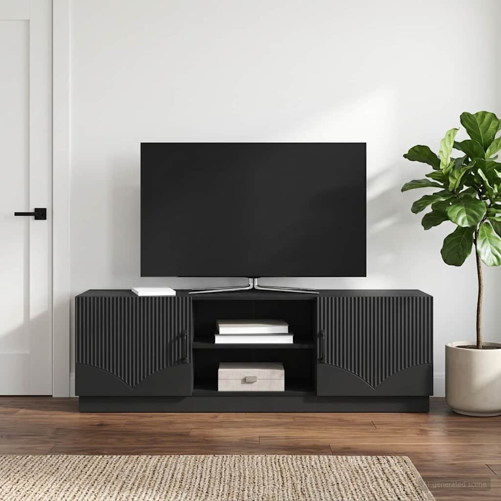 vidaXL ТВ шкаф Черно 150 x 31 x 47 см Инженерна дървесина