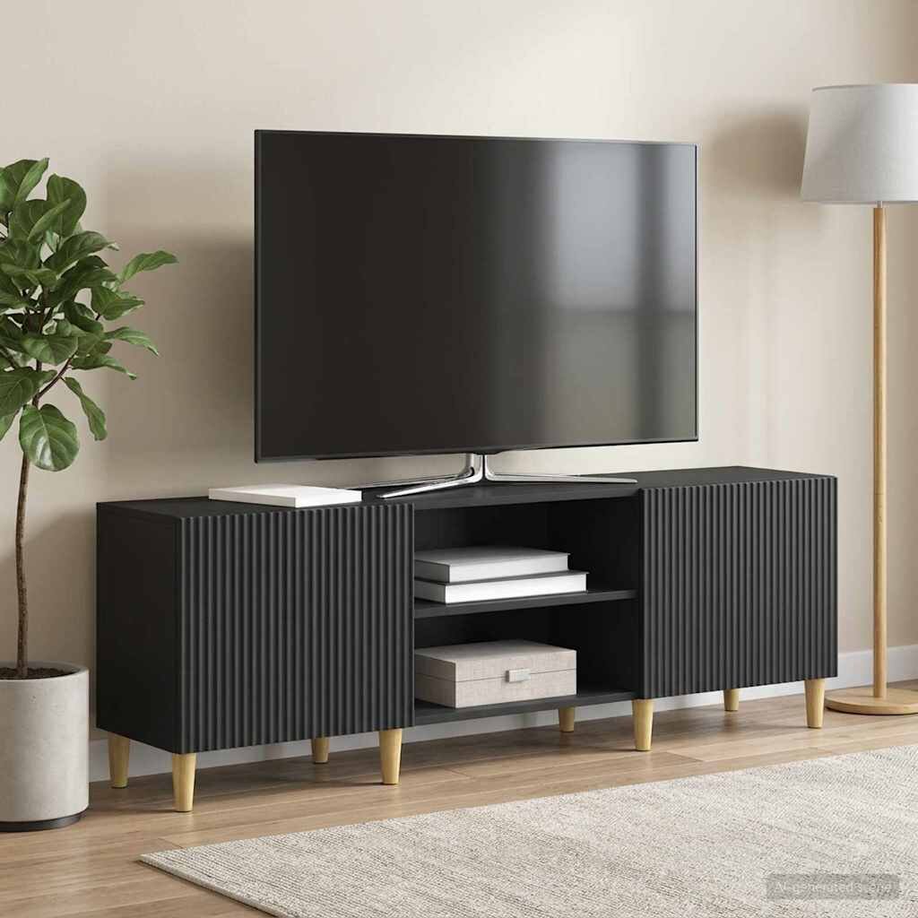 vidaXL ТВ шкаф Черно 150 x 31 x 50 см Инженерна дървесина