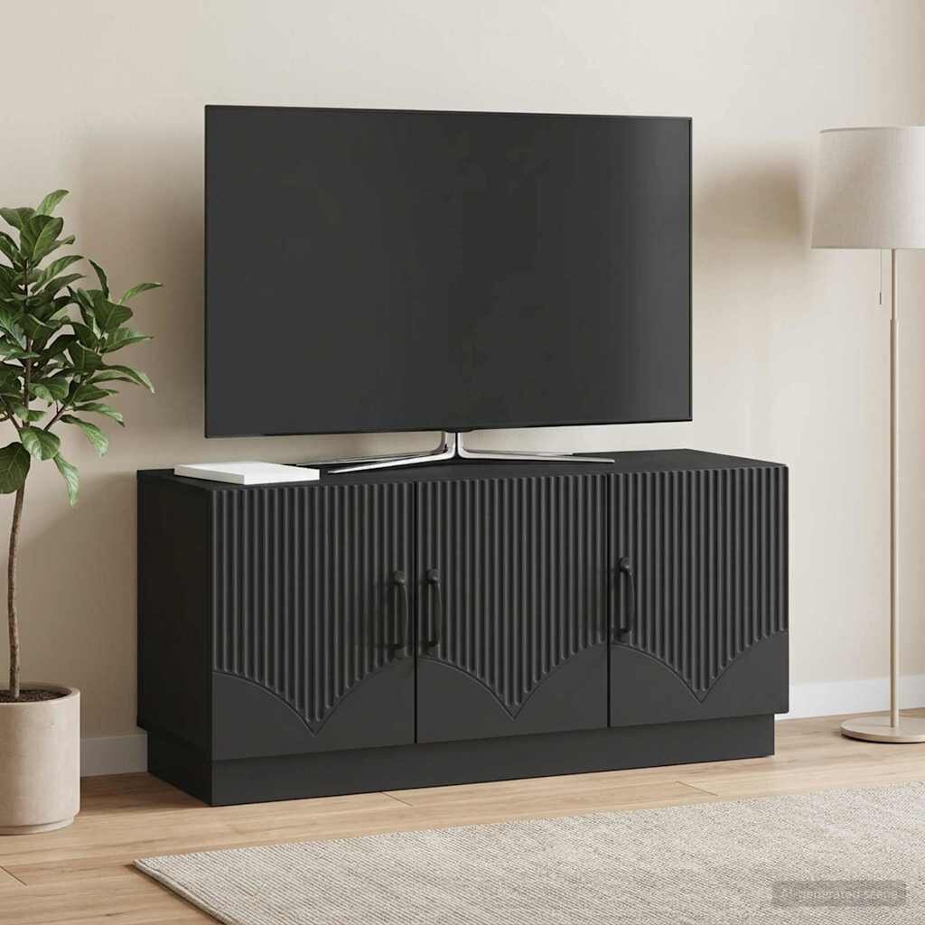 vidaXL ТВ шкаф Черно 99 x 345 x 47 см Инженерна дървесина