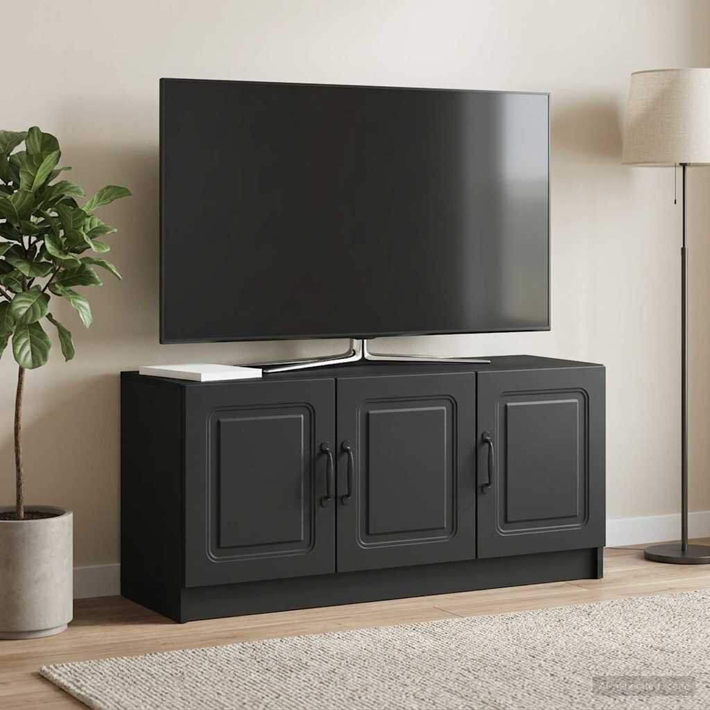 vidaXL ТВ шкаф Черно 99 x 345 x 47 см Инженерна дървесина