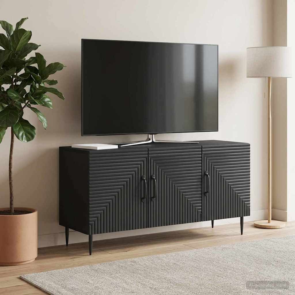 vidaXL ТВ шкаф Черно 99 x 345 x 50 см Инженерна дървесина