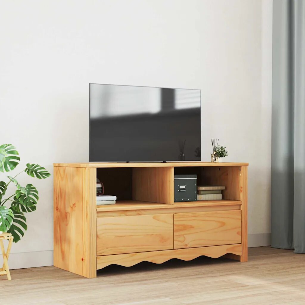 vidaXL ТВ шкаф Drammen Дъб 99 x 43 x 55 см Масивна борова дървесина