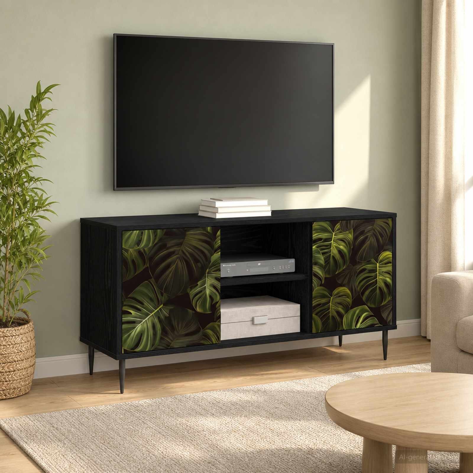 vidaXL ТВ шкаф ELBURG 102 x 33 x 51 см Черен дъб Инженерна дървесина