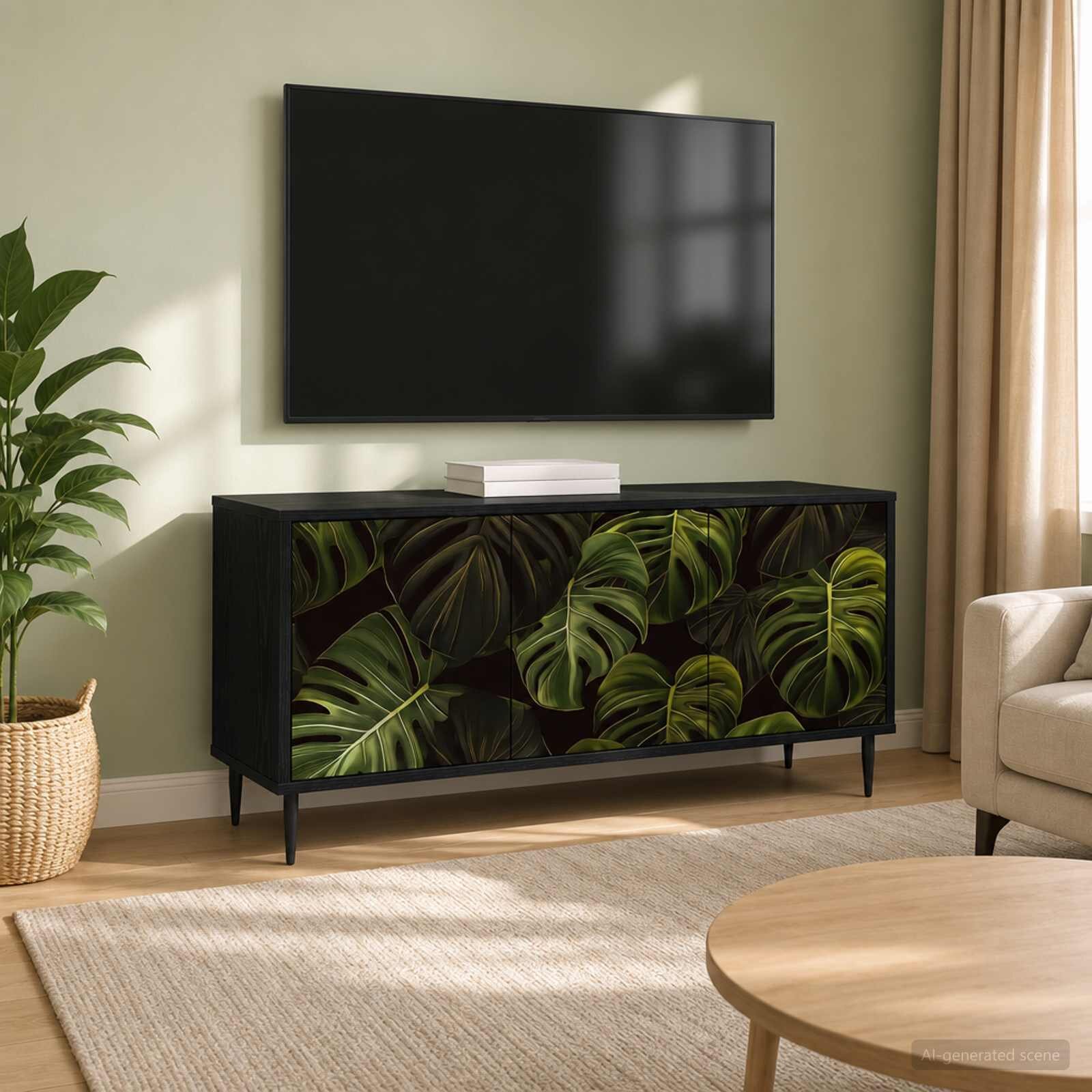 vidaXL ТВ шкаф ELBURG 102 x 33 x 51 см Черен дъб Инженерна дървесина