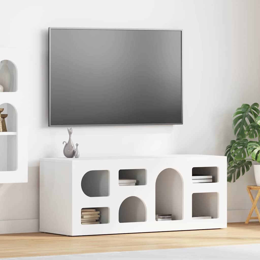 vidaXL ТВ шкаф ELST 100 x 35 x 40 см Бяло Инженерна дървесина