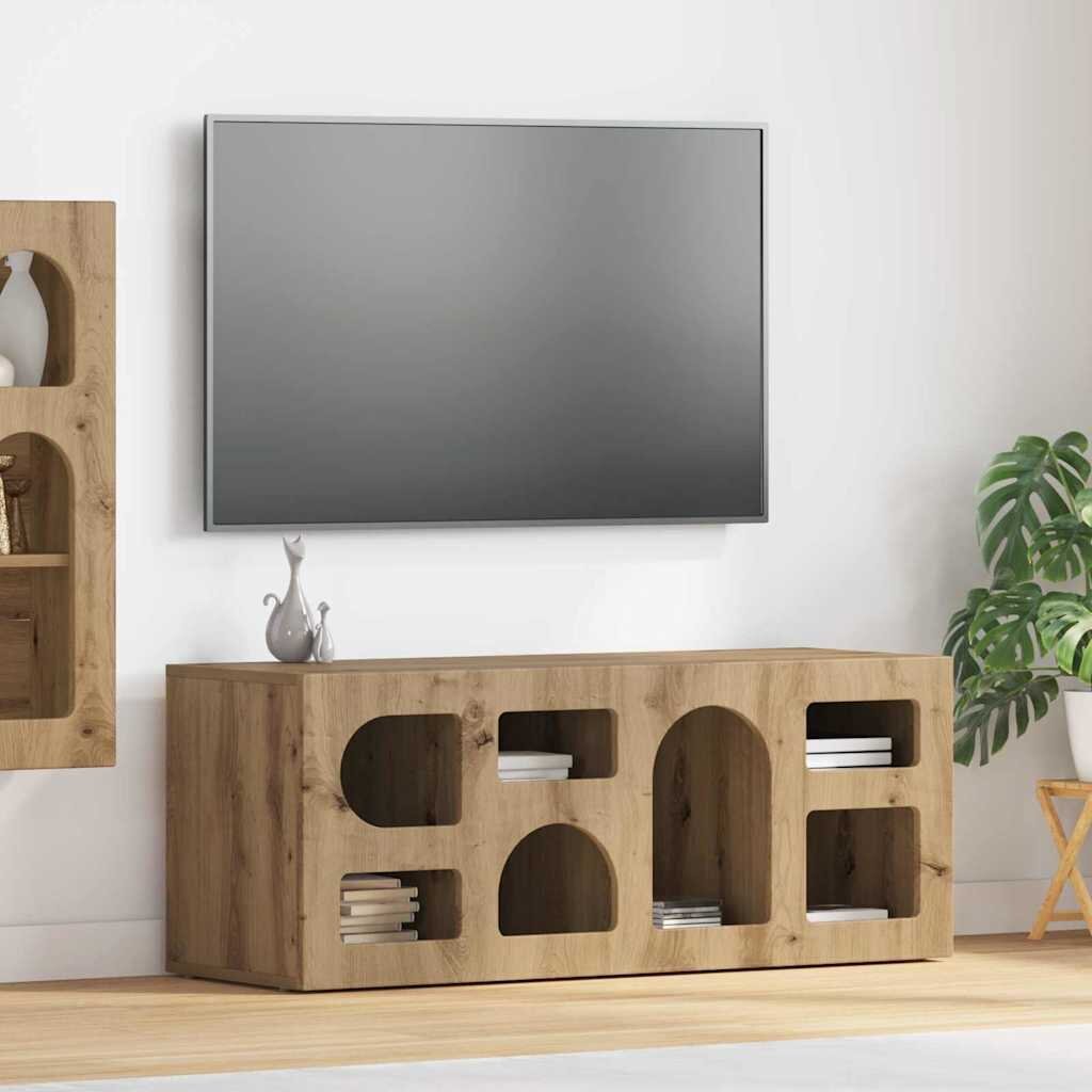 vidaXL ТВ шкаф ELST 100 x 35 x 40 см Дъб Инженерна дървесина