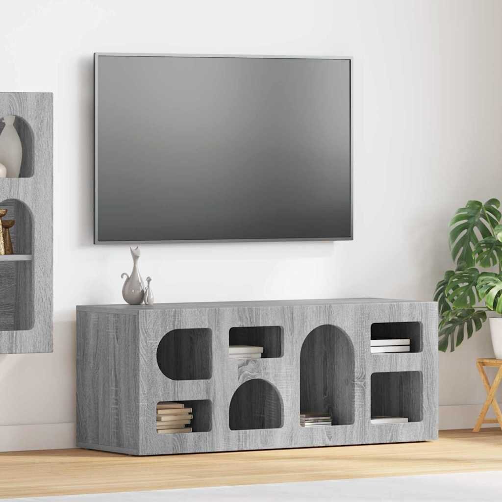 vidaXL ТВ шкаф ELST 100 x 35 x 40 см Сив Сонома Инженерна дървесина