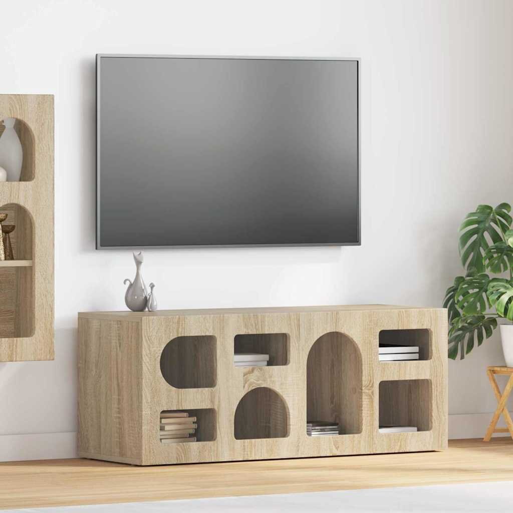 vidaXL ТВ шкаф ELST 100 x 35 x 40 см Сонома дъб Инженерна дървесина